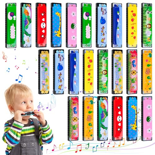 Harmonica per bambino, 24 Pezzi Giocattolo Regalo, Armonica per Compleanno con 16 Fori, Adatta per Principianti