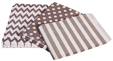 COLLBATH 48 Stück Chevron-gepunktete-gestreifte Candy-bar-tüten Papiertüten Für Süßigkeiten-buffet Partygeschenke