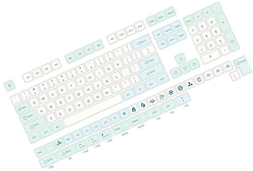 BHFYOB 137 Tastenkappen, wärmesublimiertes Eiskristall-Minz-Design mit XDA-Höhe für mehr Komfort beim Tippen