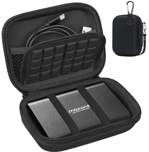 Lacdo Hårddisk Bärväska för Maxone Ultra Slim Portable External Hard Drive HDD 500GB 160GB 250GB 320GB 500GB 750GB 1TB USB 3.0 EVA Stötsäker Vattentålig Skyddsförvaringsväska, Svart
