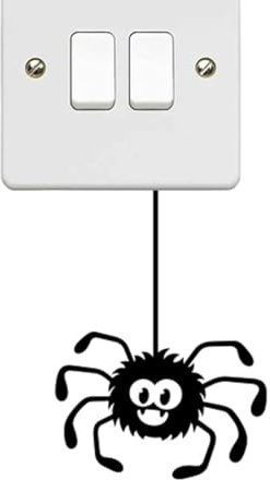 Divertido adhesivo de pared de araña para interruptores de luz y enchufes de corriente, calcomanía de vinilo autoadhesivo para habitación de niños, sala de estar u oficina, duradero y fácil de