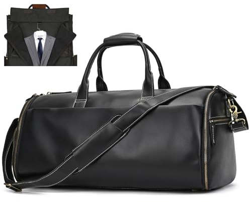 Cuir Housse Voyage Costume Homme, Sac de Costume Homme avec Compartiment pour Chaussures, Valise Costume Housse Vetement de Voyage, Costume Pliable Bagage à Main Sac à vêtements de Voyage