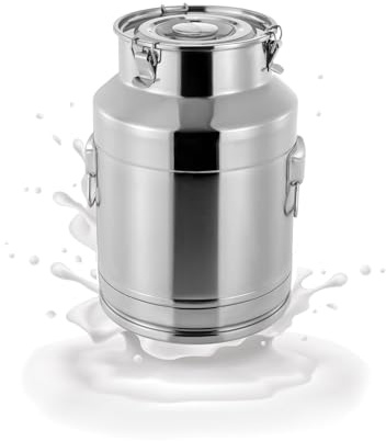 KELUNIS Bidon à Lait En Acier Inoxydable 304 FûT De Stockage De Liquides Avec Couvercle HerméTique Et PoignéE Portable Pour Le Stockage De Lait Et De Vin Liquides,20L