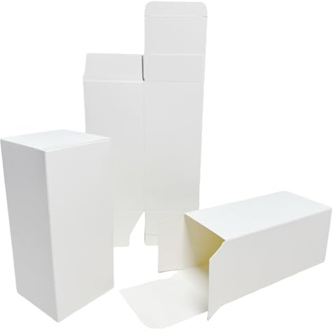 Festa Centro (7x7x16cm) 50Pz; Scatoline Carta Kraft Bianche;Scatoline Carta Kraft Bianche Rettangolo;Scatola Cartone con Coperchio Facile da Assemblare - Scatole Bomboniere per Compleanni e Matrimoni