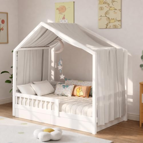 Zdada Hausbett Himmel Deko, Betthimmel Hausbett 135 x 420 cm Camel