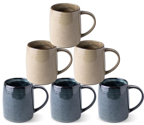 GBhome Großes Kaffeetassen-Set aus 6 Stück, 18oz (ca. 500ml) Handgefertigte Keramikbecher mit Verlaufsfarben – Ideal für Latte, Tee, Bier & Heiße Schokolade | Spülmaschinen- und Mikrowellengeeignet