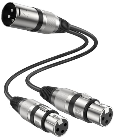 MOSWAG 2‑in‑1 XLR Männlich zu 2 Weiblich Y Splitter Adapterkabel | 3 Pins Dual XLR Weiblich zu Männlich Y Splitter mit Metall Steckverbinder für Mixer/MlC, PVC Ausgewogenes Audiokabel