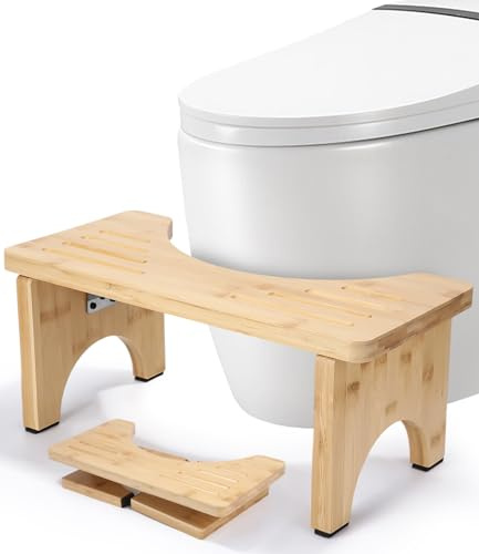 Fuxoro Bambus Toilettenhocker Klappba für Erwachsene, Squatty Potty
