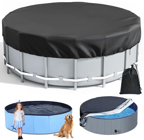 LYPPUL Poolabdeckung Rund, 122 x 30cm Hundepool Abdeckung, Abdeckung für Hundepool, Kinderpool Planschbecken Abdeckung Wasserdicht UV-Schutz, Rund poolabdeckung für Dog Pool Hundeplanschbecken