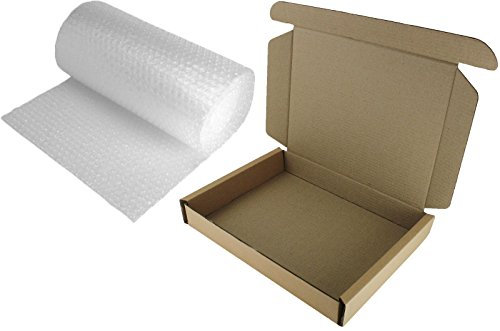 LAPTOP SHIPPING POSTAL BOX: 47x31x6cm STRONG SAFE MEDIUM PARCEL + 3m BUBBLE WRAP