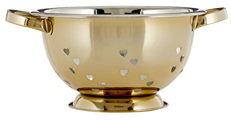 Premier Housewares Colander with Hearts Design, Gold, 24 x 24 x 13 cm