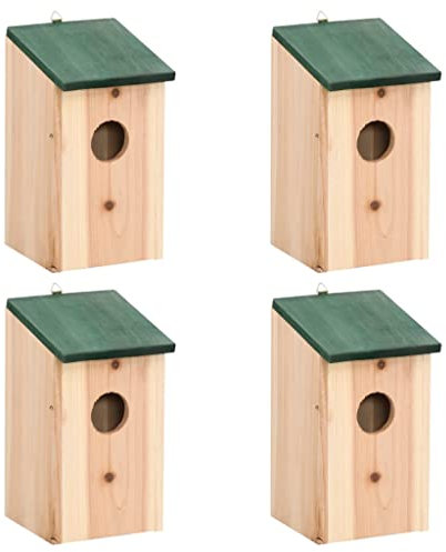 vidaXL 4 x Kiefernholz, Nistkasten, Vogelhaus, Garten, Hof, Außenbereich