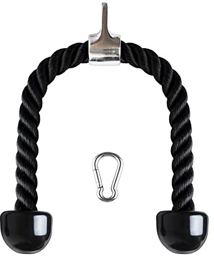 CampTeck U6935 - Nylon Triceps Cuerda Triceps Polea Desplegable Manijas Antideslizantes - Dorsal, Biceps, Triceps, Gimnasio o Hogar - Negro