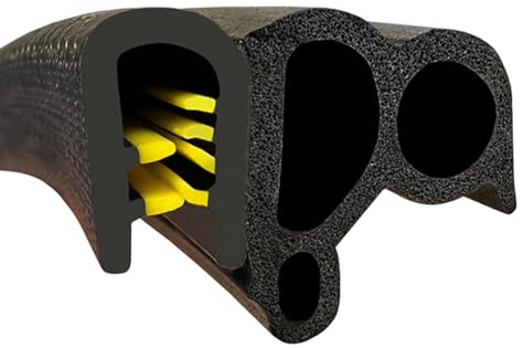 Goma estanqueidad Universal 5m para junta de puerta, sellado puerta caravana, naval, maquinaria agrícola etc. Rango para sujeción 2-4 mm, NEGRO