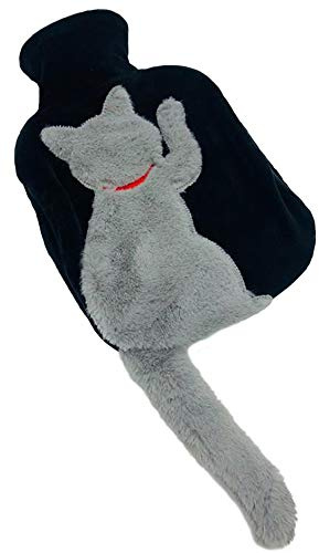 Kslogin 4 colori bottiglia di acqua calda imitazione coniglio peluche lunga coda gatto iniezione acqua a prova di esplosione scaldamani aiuta a fornire calore e sollievo dal dolore