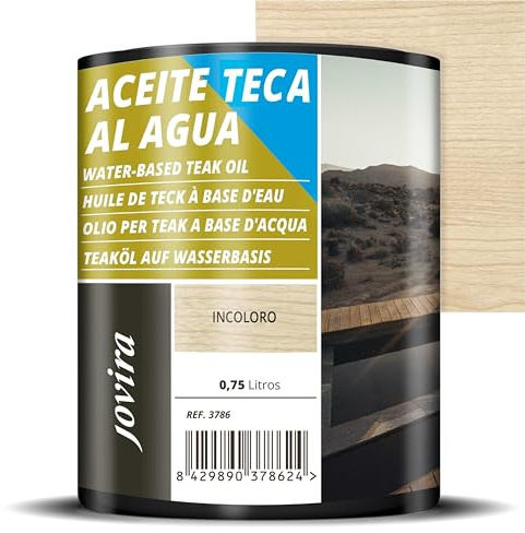 JOVIRA PINTURAS 750 ml - Aceite Teca Agua, Protección y restauración de la madera Teca en intemperie (750 Mililitros, Incoloro) E-18A