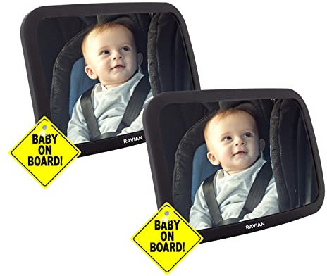 Baby Car Mirror for Back Seat Safest Newborn Essentials with Rear View, Shatterproof, Adjustable to See Rear Facing for Infants, Kids and Pets (Pack of 2)