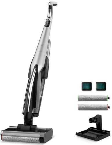 Deerma DEM-VX96W Aspirapolvere Senza Fili Stazione Umido e Secco, 150W con Autopulizia e Disinfezione, Ottimo per Pavimenti Duri e Animali Domestici