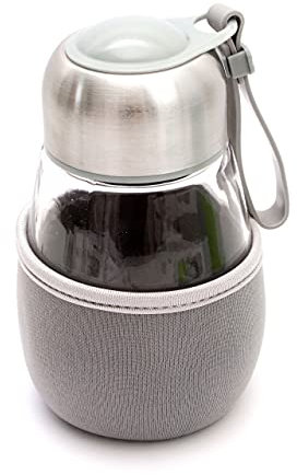 Lantelme Termo de cristal de 400 ml para bebidas calientes o frías, funda aislante térmica de neopreno, inserto de filtro de acero inoxidable, botella para té, café, agua, refrescos, botella de té