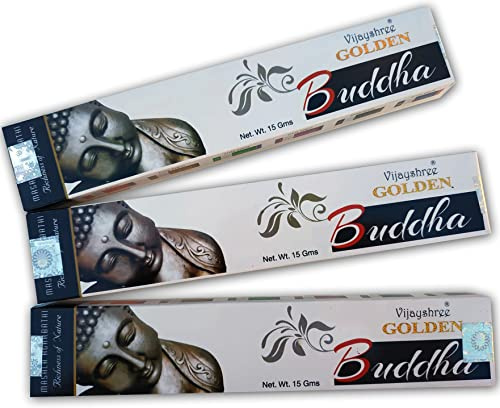 Golden Nag Buddha Vijayshree - Set di Incenso Aromico Masala Agarbathi x 3 - Bastoncini Naturali Aromatizzati - 3 Scatole da 15 g