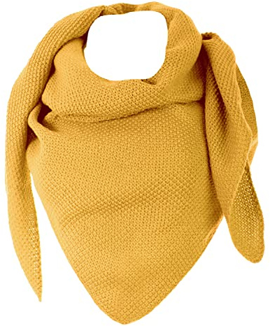 FASHION YOU WANT Damen XXL Strick Dreieck Schal mit Reiskorn Strickmuster in Unifarben, Schal, Leichtes Tuch
