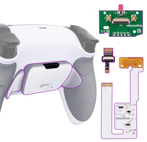 eXtremeRate Rise V3 Remap Kit Programmable pour ps5 Manette BDM-030/040/050, Coque Arrière Redessinée avec 2 Palette pour ps5 Manette BDM-030/040/050, Carte améliorée, Blanche