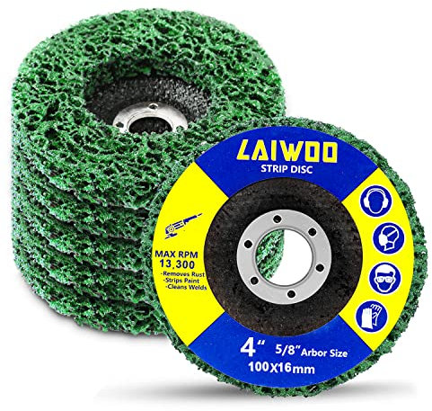LAIWOO Strip Discs Stripping Wheel for Angle Grinder 4'' x 5/8'', Rust Remover Wheel Abrasive Disc Clean and Remove Paint Coating Rust Welds Oxidation (5 Pack)