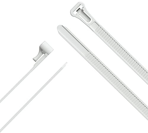 KabelDirekt – Kabelbinder wiederverschließbar mit besonders hoher Zugfestigkeit (100 Stück lösbare und wiederverwendbare Mehrweg-Kabelbinder für nachhaltigen Einsatz, weiß) - 7,6mm x 300mm | 100 lösbare & wiederverwendbare Klett-Kabelbinder – hohe Zugfestigkeit, nachhaltig, 7,4 × 300mm