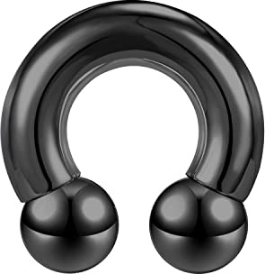 ZS Chirurgenstahl Hufeisen Circular Barbell Ringe, 00G 0G 2G 4G 6G 8G 12G 16G Dick PA Rings, CBR Nasenring Septum Ohr Piercing Körperschmuck (Schwarz,0G,16mm)
