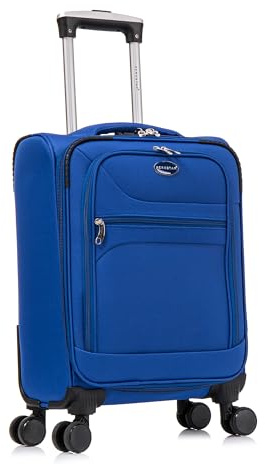Aerostar Carry-on 20 Lightweight Soft Expandable Suitcase, Hand Luggage 4 Wheels & Combination Lock, 55x35x20cm | Accepted All Airlines easyjet, RyanAir, British Airways (Royal Blue, 36 litres)