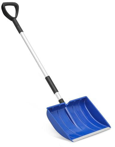 Magshion Pala da neve ergonomica da 40,6 cm con manico in alluminio leggero, rimozione della neve per vialetto e patio, blu