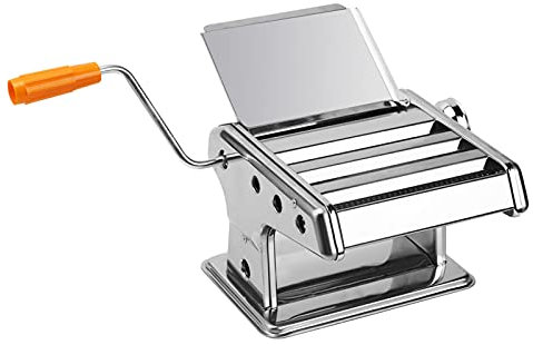 Machine à Pâtes Manuelle Inox, Machine à Pâtes 6 Niveaux Réglables 2mm/4.5mm/8mm pour Spaghetti, Fettuccini, Lasagne