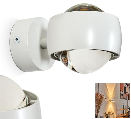 Wandleuchte Sapri, moderner Wandstrahler aus Metall/Glas in Weiß/Klar, Wandspot mit tollem Lichteffekt, Up&Down Leuchte, 1 x G9, ohne Leuchtmittel