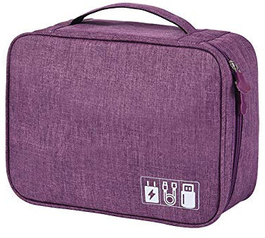 Kabeltasche,Kabel Organizer Tasche Kationische Polyesterkabel digitale Aufbewahrungstaschen Organizer USB Gadgets Drähte Ladegerät Power Battery Reißverschluss Bag Travel Cosmeticcase(Purple)