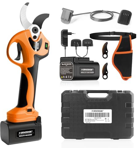 SOOJOOK 8605PRO Akku Astschere, 40mm Professionelle Elektrische Gartenschere, 1050W 2x21V 4A Akku Baumschere