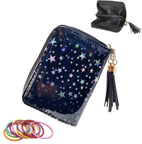 SwirlColor Portafoglio Bambino, Bella Slim Small Bambini Portafoglio con Shining Stars Patterns, Borsa Delle Signore del PVC con Nappa Zip per le Ragazze Adolescenti
