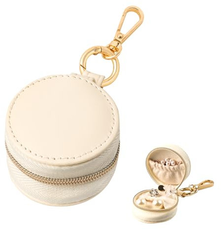 Maxqzin Mini Jewellery Box, Travel Ring Case With Keychain Clip Portable Small Travel Jewellery Case For Women Girls Earrings Rings Necklace Organiser