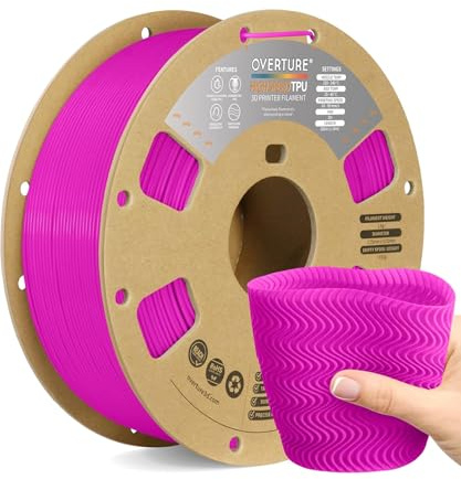 OVERTURE High Speed TPU 95A Filament 1,75 mm Neonmagenta | Neon & flexibel | Für flexible Designteile • Saubere Schichten • 95A • Für schnellen TPU-Druck • ±0,02 mm • FDM-kompatibel