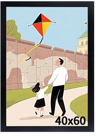 Truevaste Bilderrahmen 40x60 cm Schwarz, MDF Fotorahmen, Klassischer Bilder Rahmen für Wand Tischbilderrahmen, Picture Frame für Poster Dokument Hochzeitsfotos Abschlusszeugnis Jubiläum Geschenk