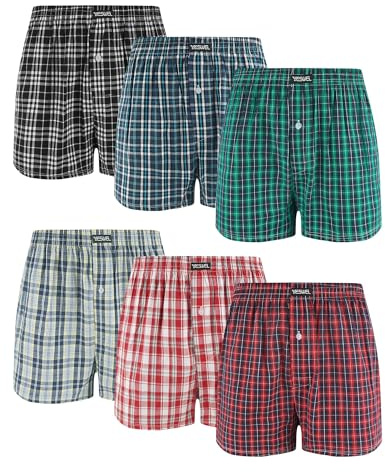 YESWEL Boxershorts Herr 6 pack, Amerikanska Kalsonger Herr, Bomullsunderkläder Lössittande Boxers, Vida Retroshorts (Flerfärgad 01, L)