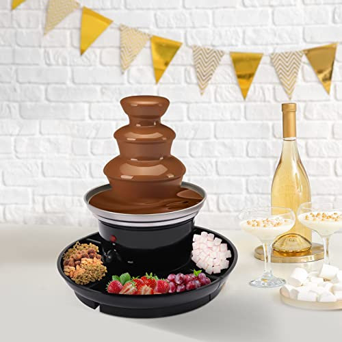 Fontana di cioccolato a 3 ripiani, 40 W, set di fonduta di cioccolato, tripla macchina per fontana di cioccolato, funzione di fusione cioccolato, capacità 450 g, per compleanni, feste e famiglie