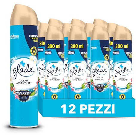 Glade Deodorante per Ambienti Spray, Fragranza Ocean Adventure, Formato da 12 Spray da 300ml