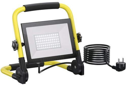 50W Projecteur LED Chantier, 5000LM Super Brillant Projecteur Chantier, Étanche IP66,Lumière Blanche 6500K, avec Prise Schuko et Cordon de 300CM, pour Travaux d'atelier, Garage, Terrasse, Jardin