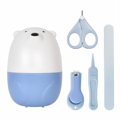 Set per La Cura Del Bambino, 4 In 1 Set Manicure Neonati con Forbicine, Tagliaunghie, Lima Per Unghie, Pinzetta, Kit per La Cura Del Bambino Kit Unghie Neonato per Neonato Bambinos (Blu)