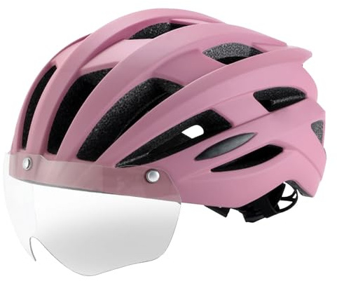Casco da bici per adulti, attrezzatura da bici con occhiali che cambiano colore, casco da ciclismo leggero, per sport all'aria aperta, ciclismo, equitazione, corsa, uomo e donna