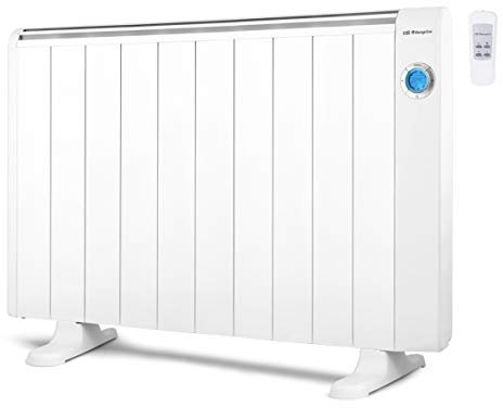 Orbegozo RRE 1810, Emisor Térmico Bajo Consumo, 1800 W, 10 Elementos reales, Aluminio, mando a distancia, Funcionamiento Programable, Pantalla Digital LCD, pared o pie, color Blanco