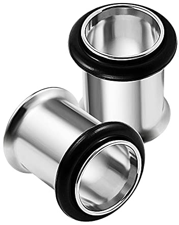 KJM FASHION 2PCS Stainless Steel 0g 8mm Single Flared Earring Stretcher Ear Tunnel Gauges Lobe Piercing Jewellery 1784