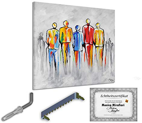 Monica Mirafiori I 100% HANDGEMALT I Gemälde People 90x90cm | Gemälde Handgemalt | Acrylgemälde | Sehr Großes Acrylbild I Moderne Kunst I Kunstbilder