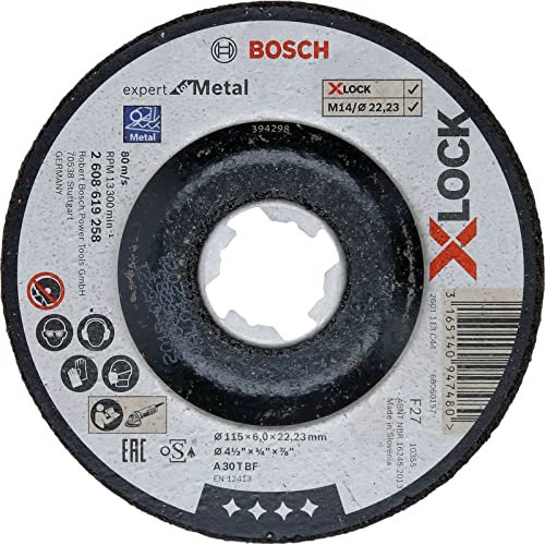 Bosch 1x Disque abrasif PRO Metal Longlife pour petite meuleuse angulaire et X-Lock, M14/22,23 mm (pour Acier, Ø 115 mm, Professional Accessoire Petite meuleuse angulaire)