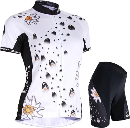 NUCKILY Cykeltröja dam kortärmad set cykelskjorta jacka topp vadderade shorts snabbtorkande mountain ridning kläder kostymer